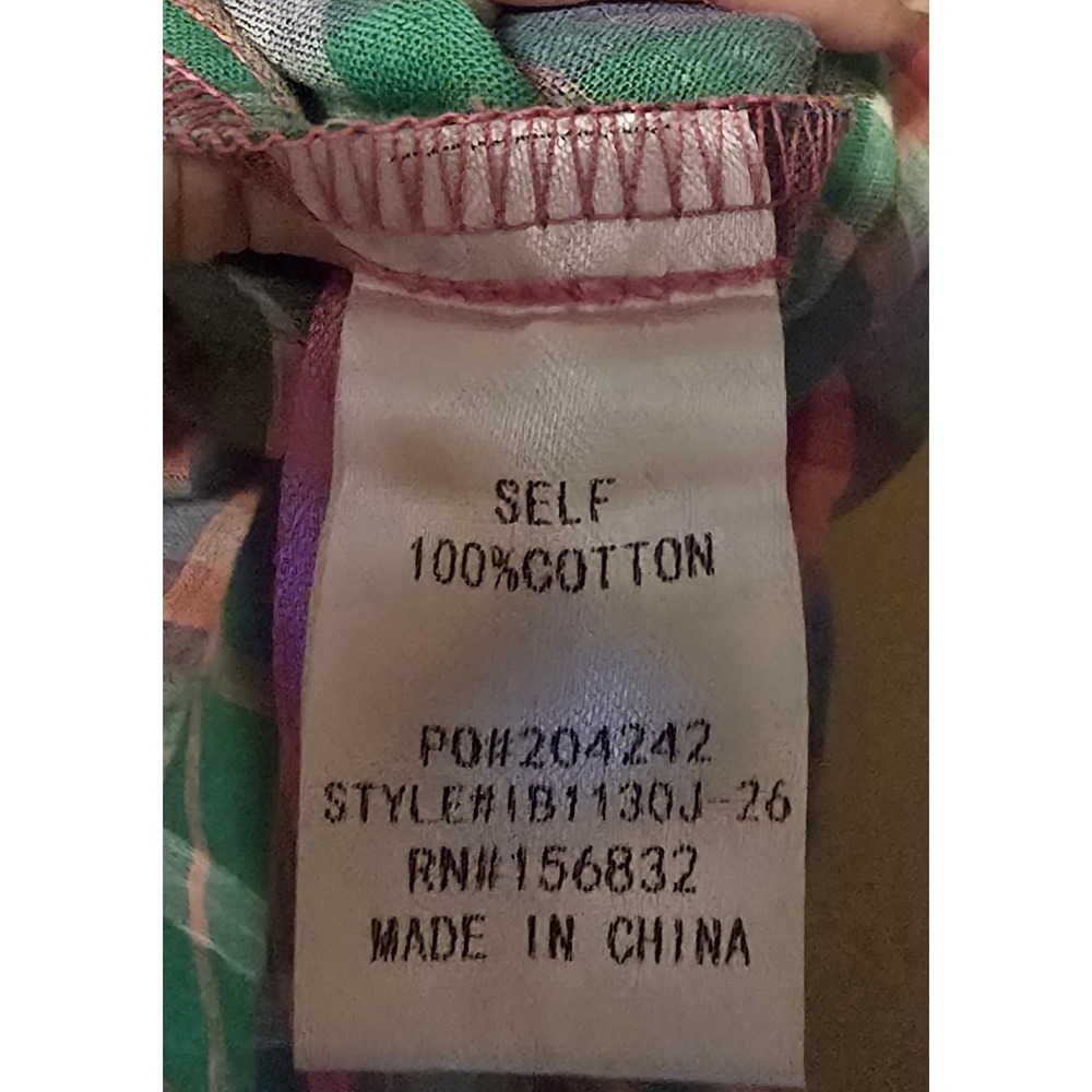 BIBI Womens Green Pink Plaid Cotton Wide Leg Overalls Jumpsuit IB1130J-26 New - Picture 7 of 8